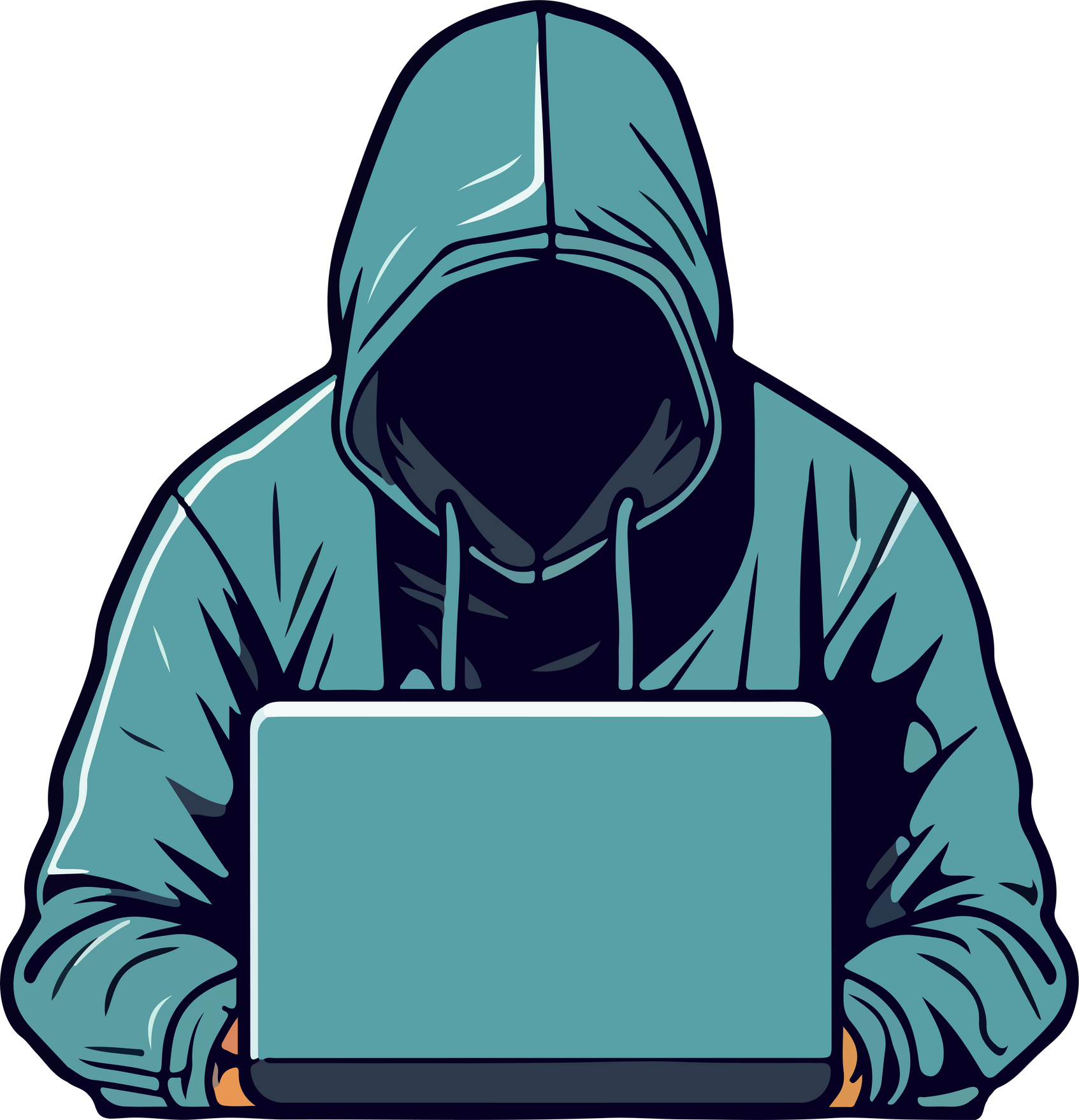 Hacker with laptop character